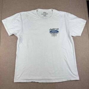 Y2K Ford T-Shirt‎ Men L White Hot Rod American Road Legend Car Graphic Tee
